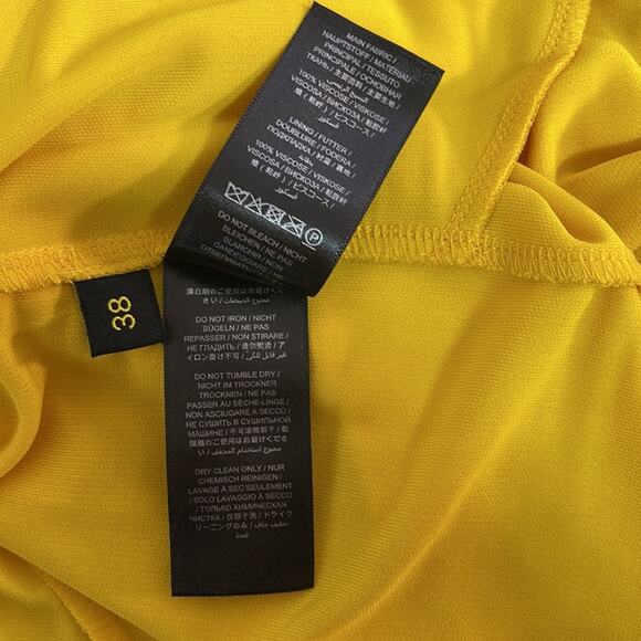 Dundas Yellow Beau Faux Wrap Long Sleeve Plunging V Neck Mini Dress Size 2 - Picture 13 of 13